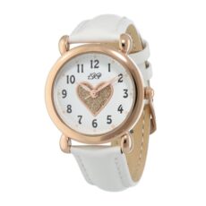La Rosa Princesa Hart Rosé Kinderhorloge Leer Wit - Ø 27 mm - Verstelbaar - Leren Band - Quartz Horloge - Japans Uurwerk - Analoog